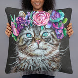 Flower Crown Cat Basic Pillow
