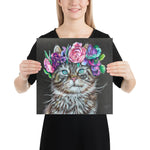 Flower Crown Cat Drawing Print