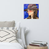 Woman with a Feathered Hat Watercolor Print