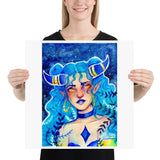 Blue Demon Watercolor Print