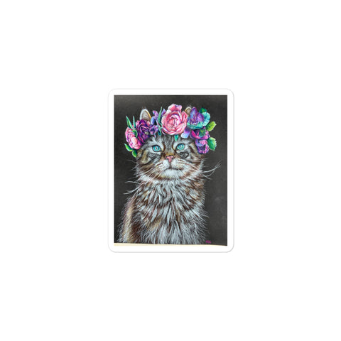 Flower Crown Cat Bubble-free stickers
